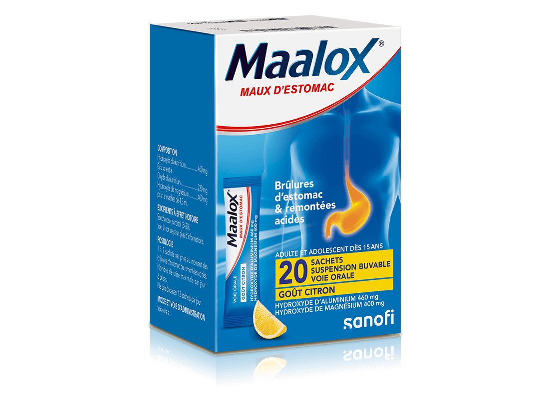 Maalox® Maux d'Estomac suspension buvable sachets-doses goût citron